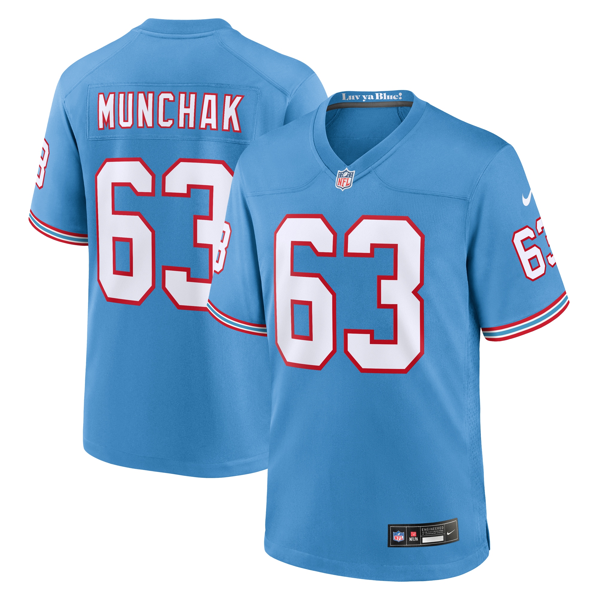 Mike Munchak Tennessee Titans Oilers Throwback Retired Player Game Jersey – Light Blue