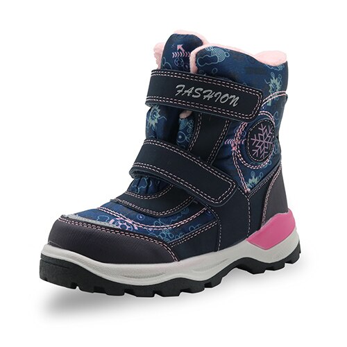 Apakowa Little Girl’s Woolen Snow Boots Kids Hook and Loop Hiking Ankle Boots Children Winter Sports Shoes with Reflective Strip alx