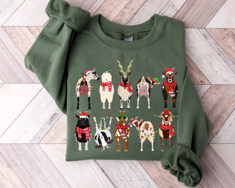 Goat Lover Animal Christmas Sweatshirt 2D Crewneck Sweatshirt All Over Print Sweatshirt For Women Sweatshirt For Men Sws5080