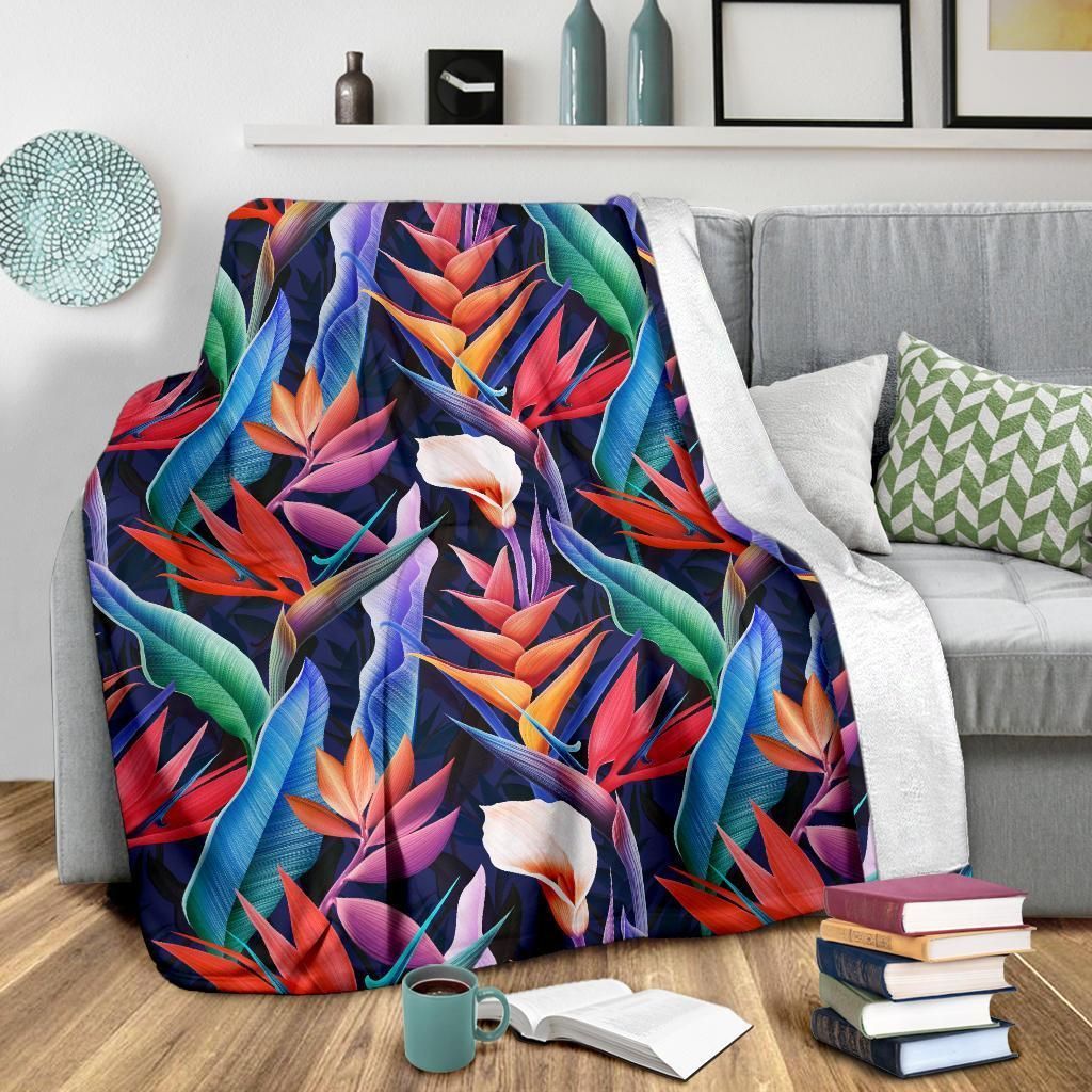 Beautiful Tropical Flower Pattern Print Design Fleece Blanket - Gearnoble