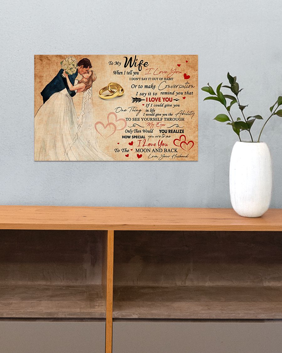 To My Wife Couple Rings – I Love You To The Moon And Back Horizontal Canvas And Poster – Valentine Gift | Wall Decor Visual Art