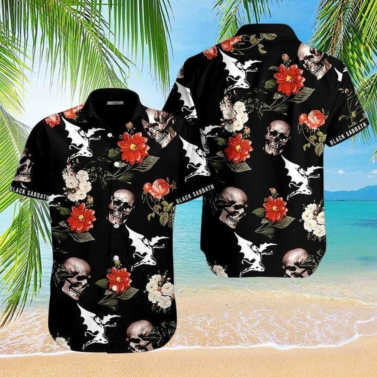 Black Sabbath Hawaii Graphic Print Short Sleeve Hawaii Casual Shirt Ha34630