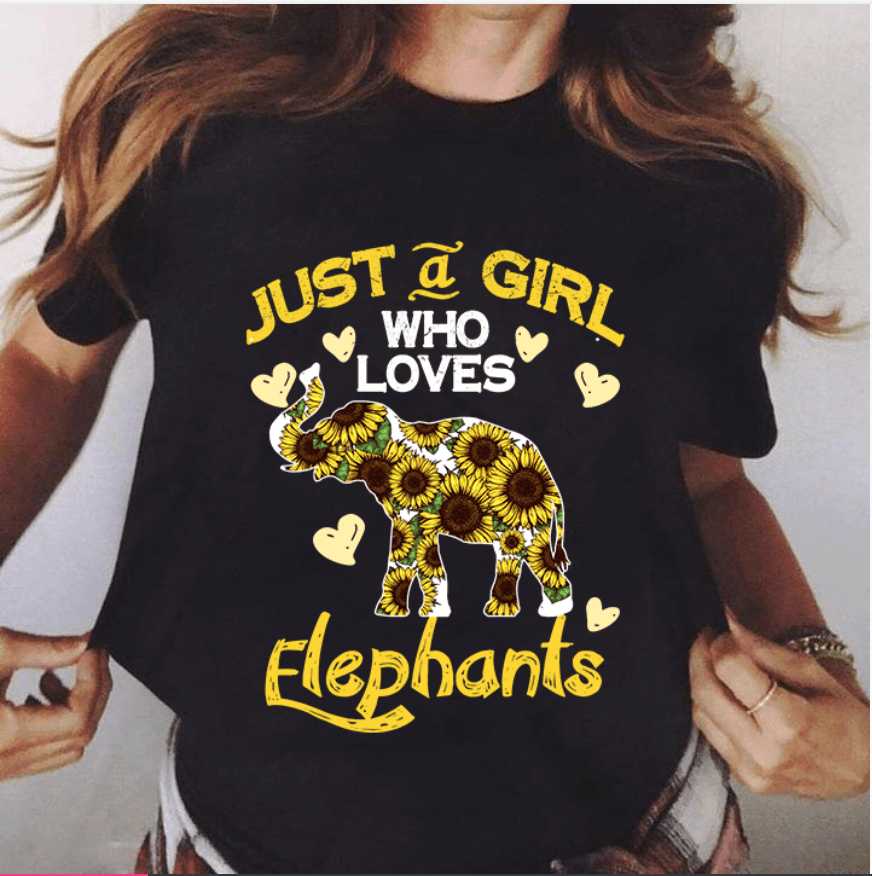 JUST A GIRL WHO LOVES ELEPHANTS 2D TSHIRT