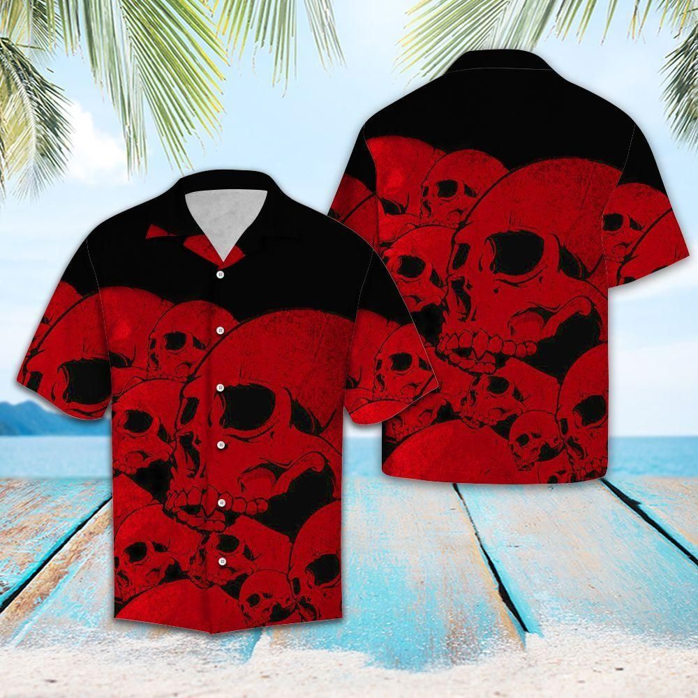 Red Skull Aloha Hawaii Shirt Colorful Short Sleeve Summer Beach Casual For Men And Women Ha79484