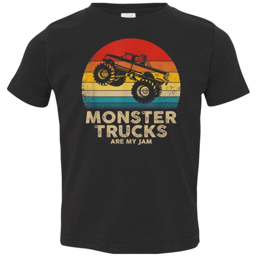 Cool Vintage Monster Truck Are My Jam Retro Sunset TShirt 3321 Rabbit Skins Toddler Jersey T-Shirt