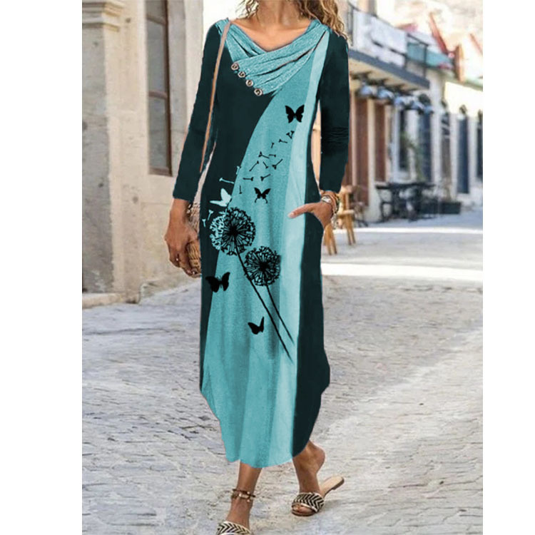 Autumn Winter Long Skirt Women’s Dress 2021 Autumn New Skirt Printed Long Sleeve Dress women dress plus size 6l long alx