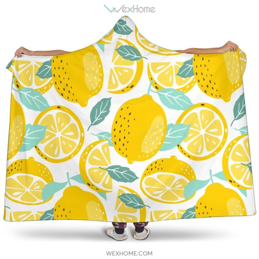 Lemon Design Pattern Hooded Blanket