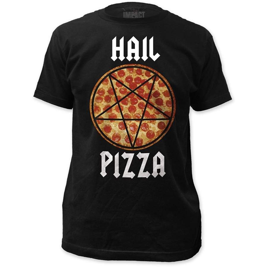 Hail Pizza Print Men’S Fitted Cotton T-Shirt