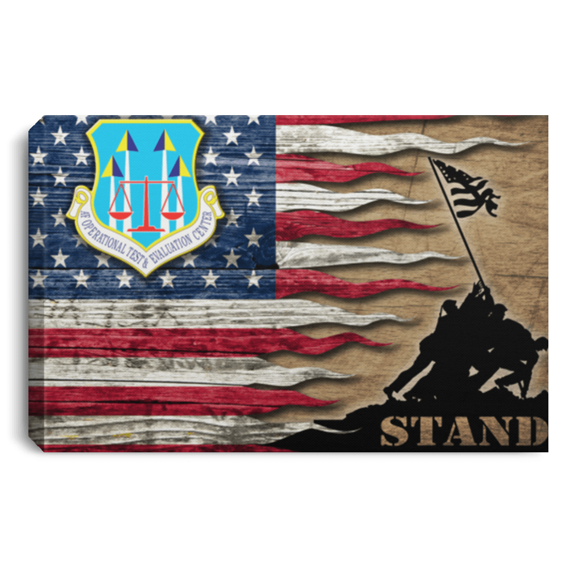 Us Air Force Operational Test And Evaluation Center Stand For The Flag 24X16 Inches  Landscape Canvas .75In Frame