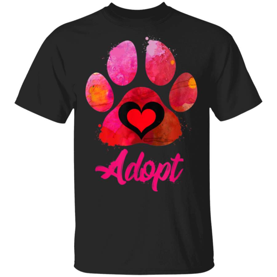 Adopt Love My Rescue Animal Lover Watercolor Art TShirt