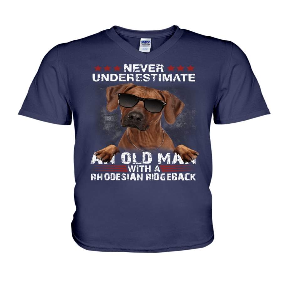 Rhodesian Ridgeback Never Underestimate An Old Man Guys V-Neck