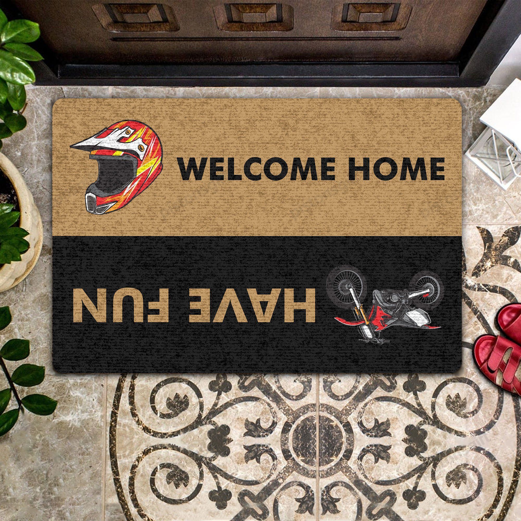 Motorcycle Welcome Home – Have Fun All Over Printing Doormat