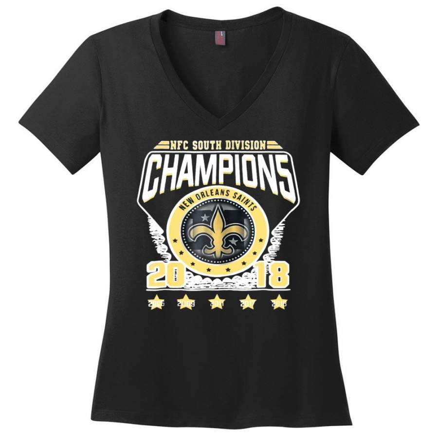 NFC South Division Champions 2018 New Orleans Saints Ladies V-neck