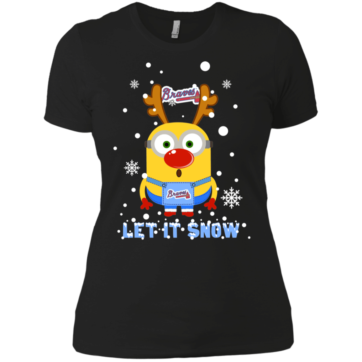 Buy Minion Atlanta Braves  Ugly Christmas Sweaters Let It Snow Women’S T-Shirt