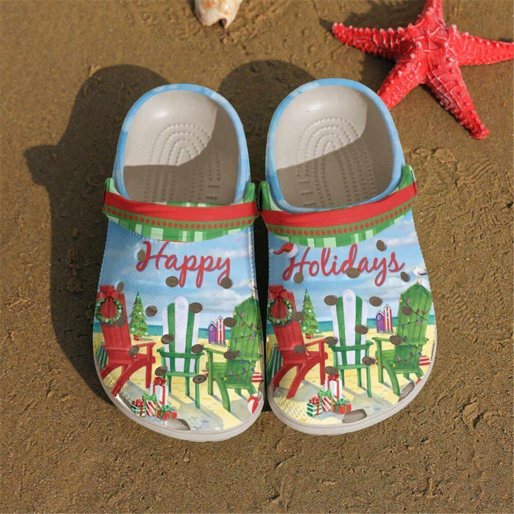 Beach Personalized Clog, Custom Name, Text Happy Hollidays, Fashion Style For Women, Men, Kid, Print 3D