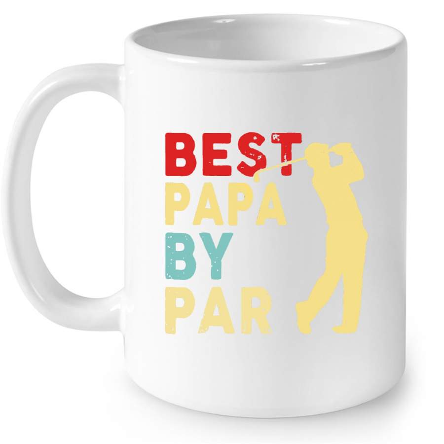 Best Papa By Par, Golf Lover, Classic Vintage W – Full-Wrap Coffee White Mug