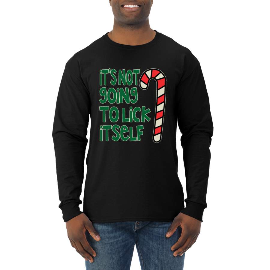 Candy Cane Not Going to Lick Itself Christmas Mens Long Sleeve Shirt