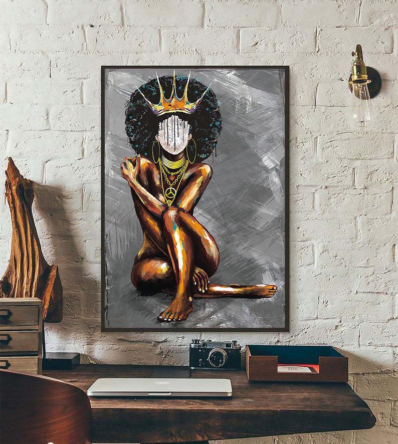 Black Queen Poster, Vintage Black Girl Wall Art, African American Poster, Black Pride Prints