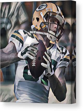 Jordy Nelson Green Bay Packers Abstract Art 1 Joe Hamilton Canvas Print