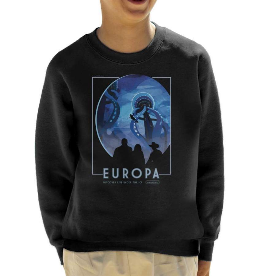 NASA Europa Interplanetary Travel Poster Kid’s Sweatshirt