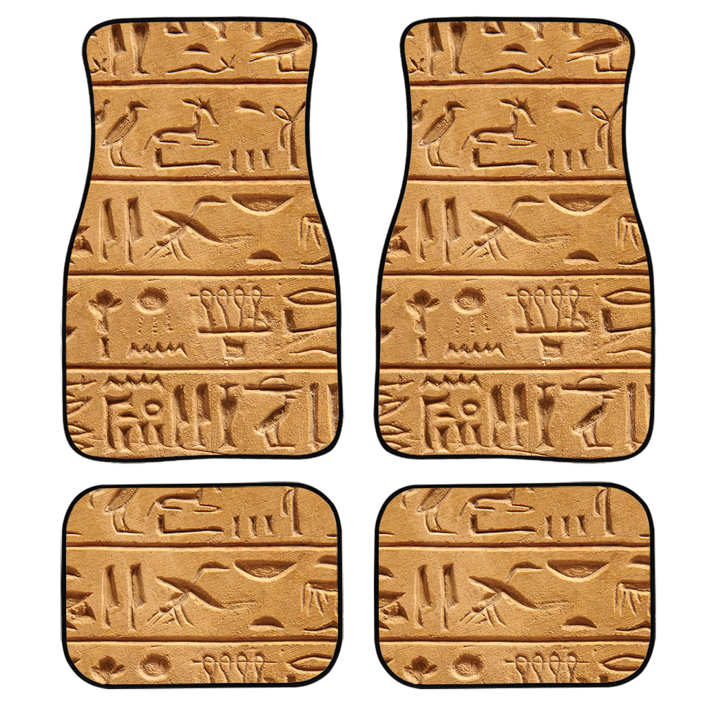 Egyptian Hieroglyphs Print Front And Back Car Floor Mats, Front Car Mat