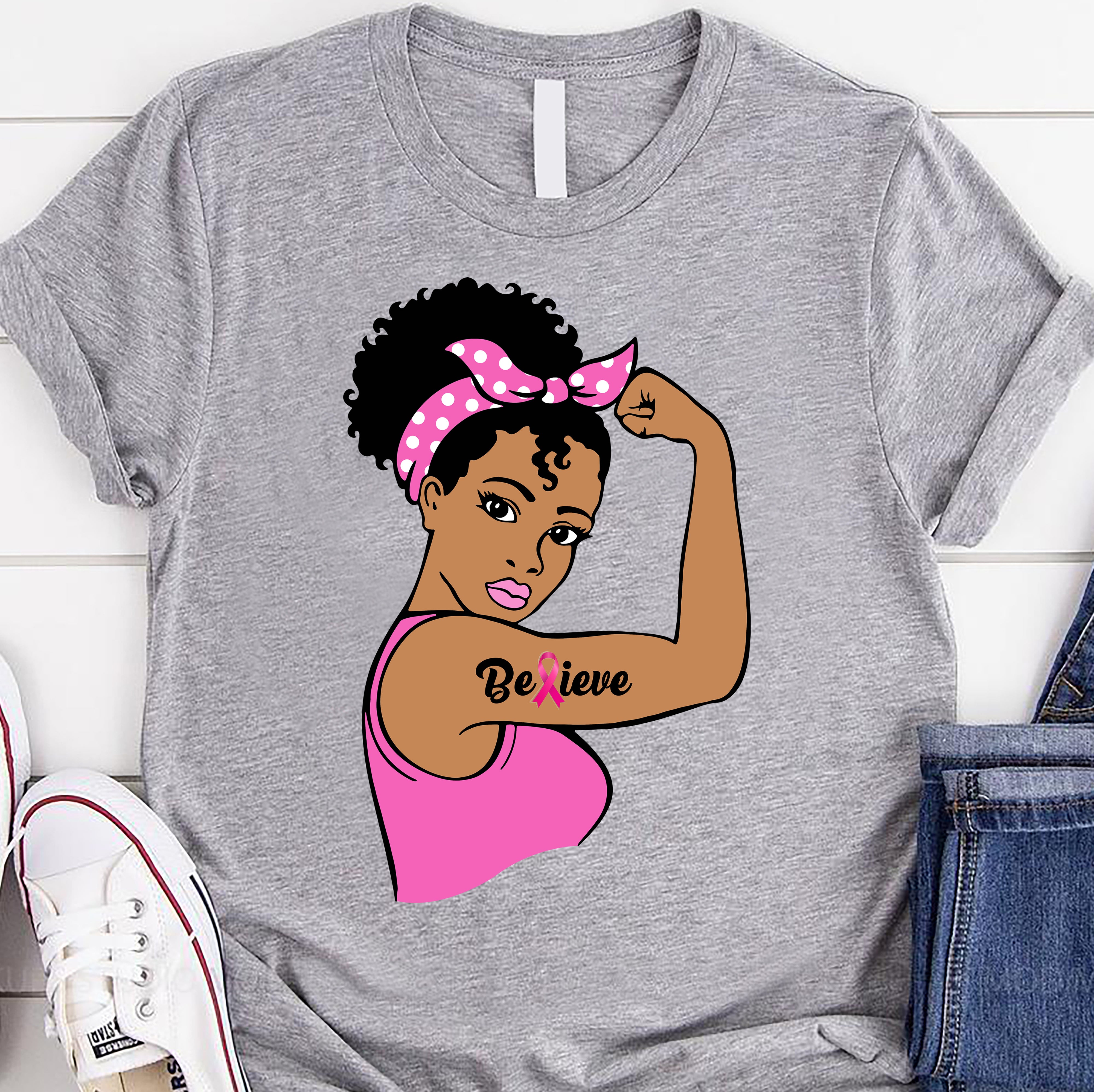 African American Black Women Fight Breast Cancer Awareness Personlizable  – Standard T-Shirt