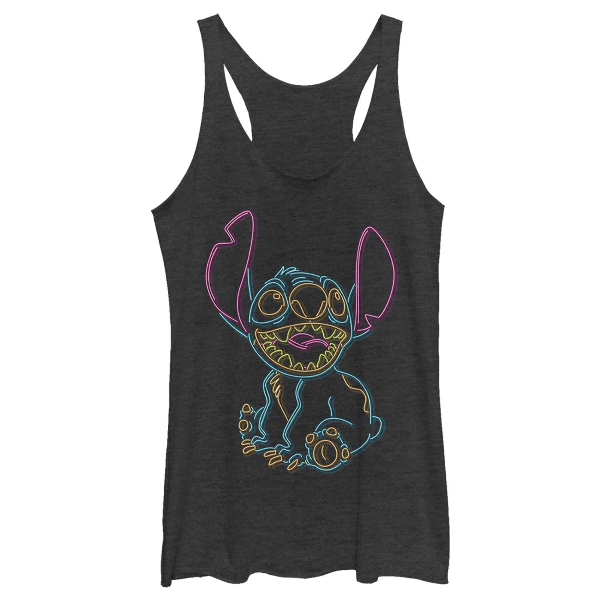 Women’S Lilo & Stitch Bright Neon Outline Racerback Tank Top