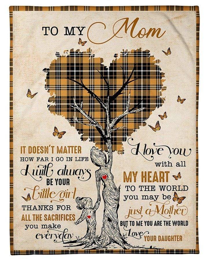 [Personalized Name] Plaid Tree Daughter Gift For Mom I Will Always Be Your Girl –  Gift For Mommy, Gift For Home Decor, Gift For Family  – Fleece Blanket