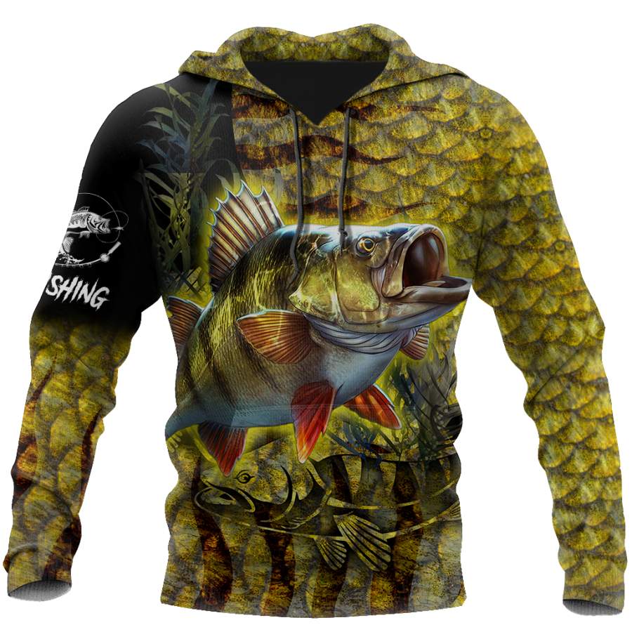 Yellow Perch Fishing on skin 3D all over printed shirts for men and women TR080401