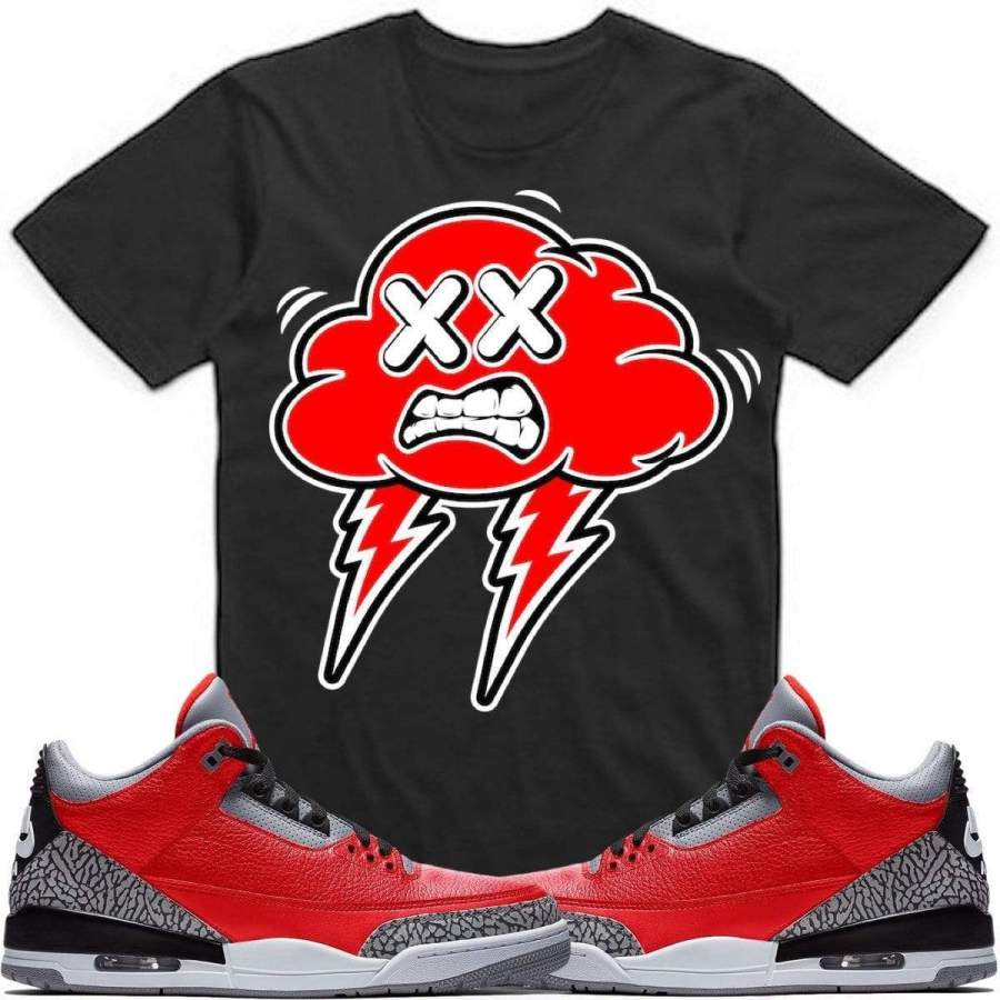 STRANGE CLOUDS – Jordan Retro 3 Red Cement Elephant Sneaker Shirt Tees to Match