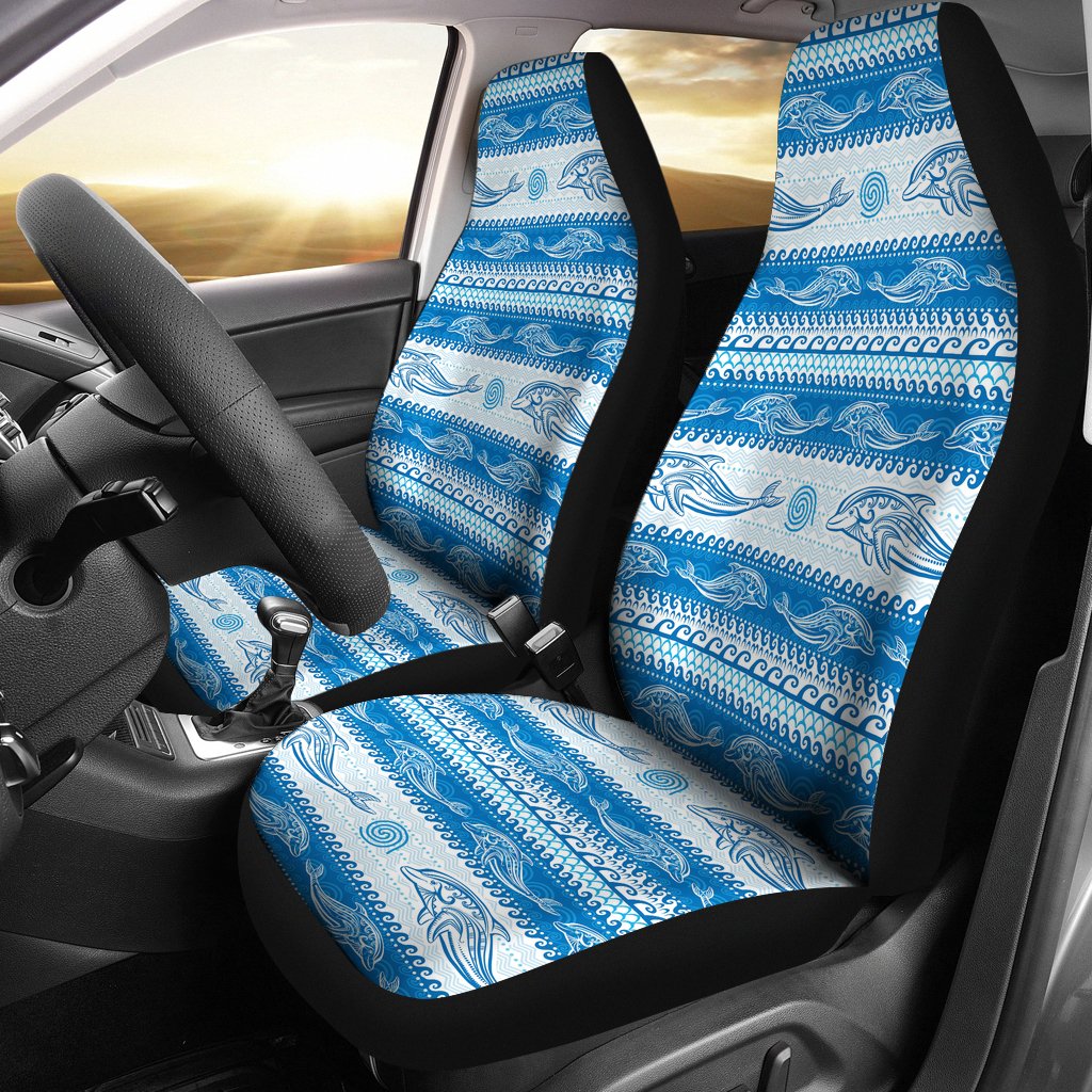 Dolphin Tribal Pattern background Universal Fit Car Seat Covers