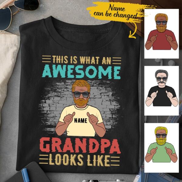 Vintage Retro Awesome Grandpa Gift For Father’s Day Custom Style & Name Personalized Shirt