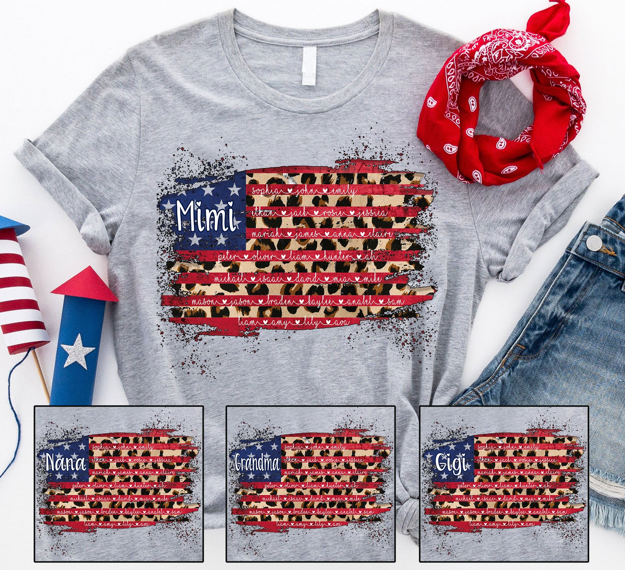 Mimi Half Leopard America T-Shirt