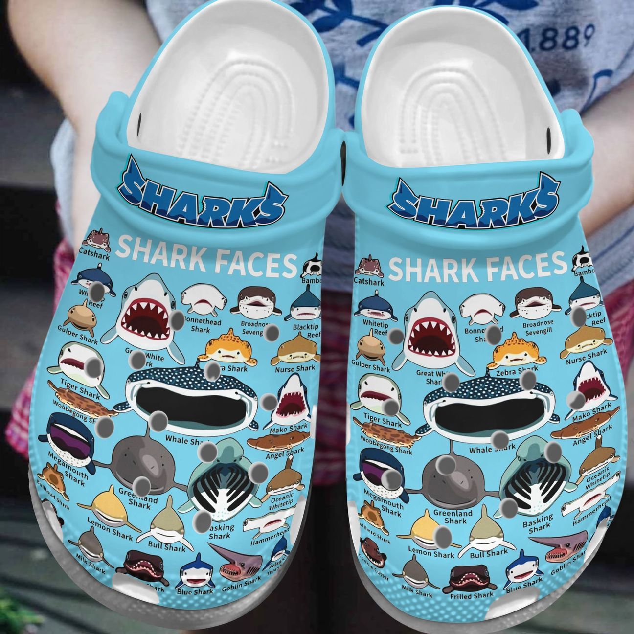 Shark Personalized Clog, Custom Name, Text, Color, Number Fashion Style For Women, Men, Kid, Print 3D Shark Face