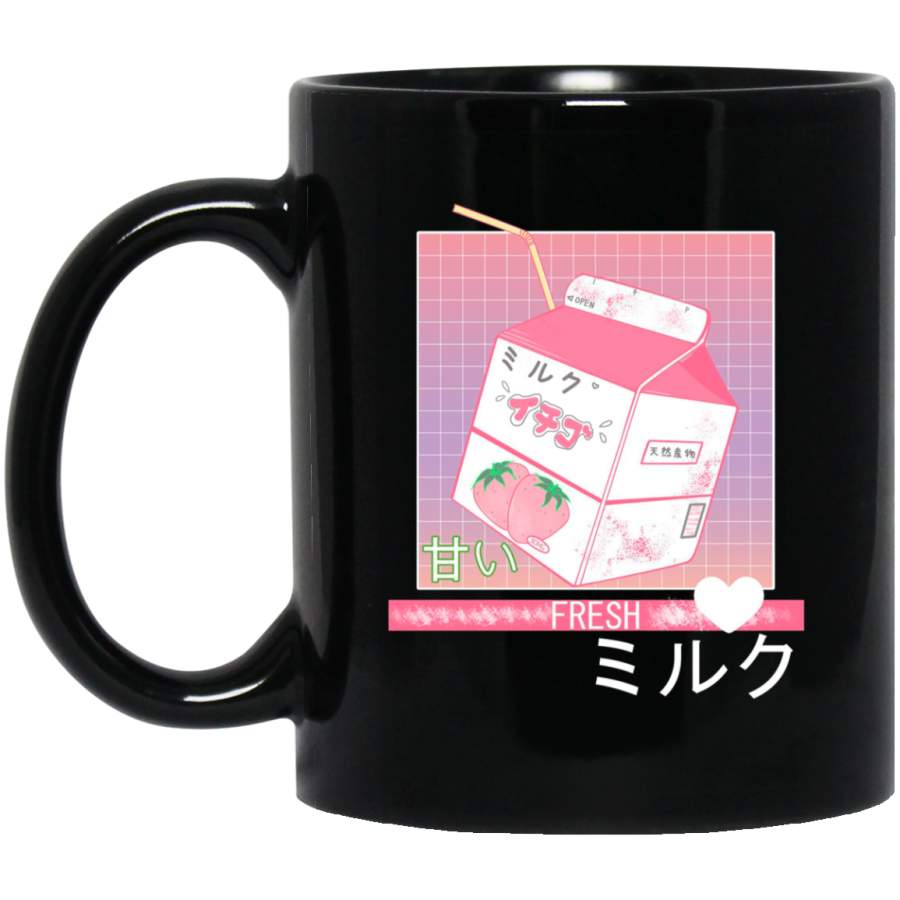 90s Japanese Otaku Stylish Aesthetic Milk Black Mug