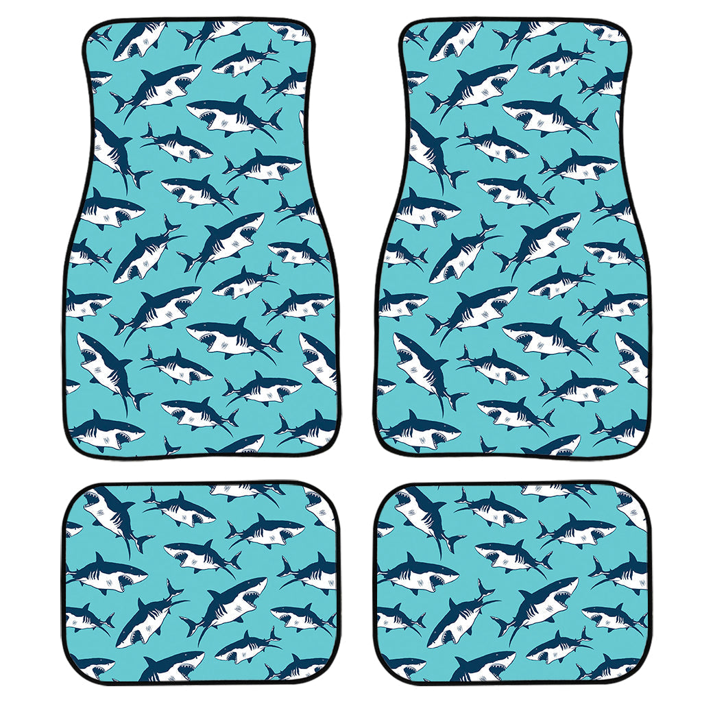 Angry Shark Pattern Print Front And Back Car Floor Mats, Front Car Mat