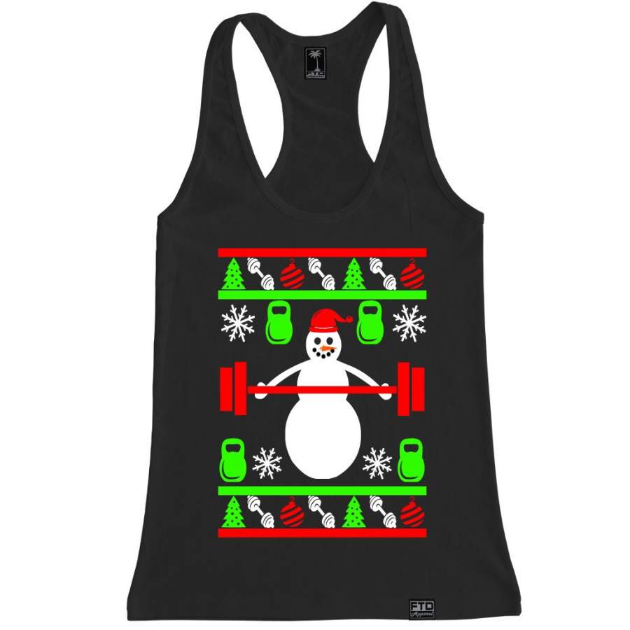 Women’s SNOWMAN UGLY CHRISTMAS Racerback Tank Top