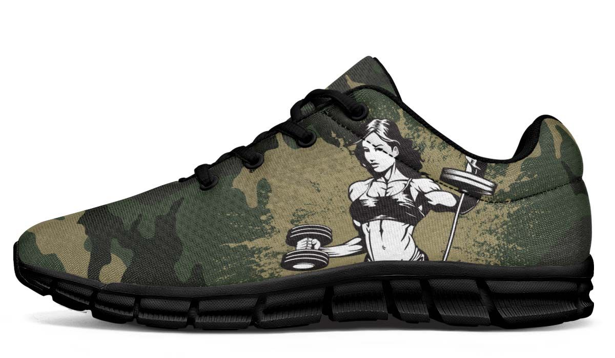 Camo Weights Strong Girl Lifter Breathable Sneakers Custom Shoes V28