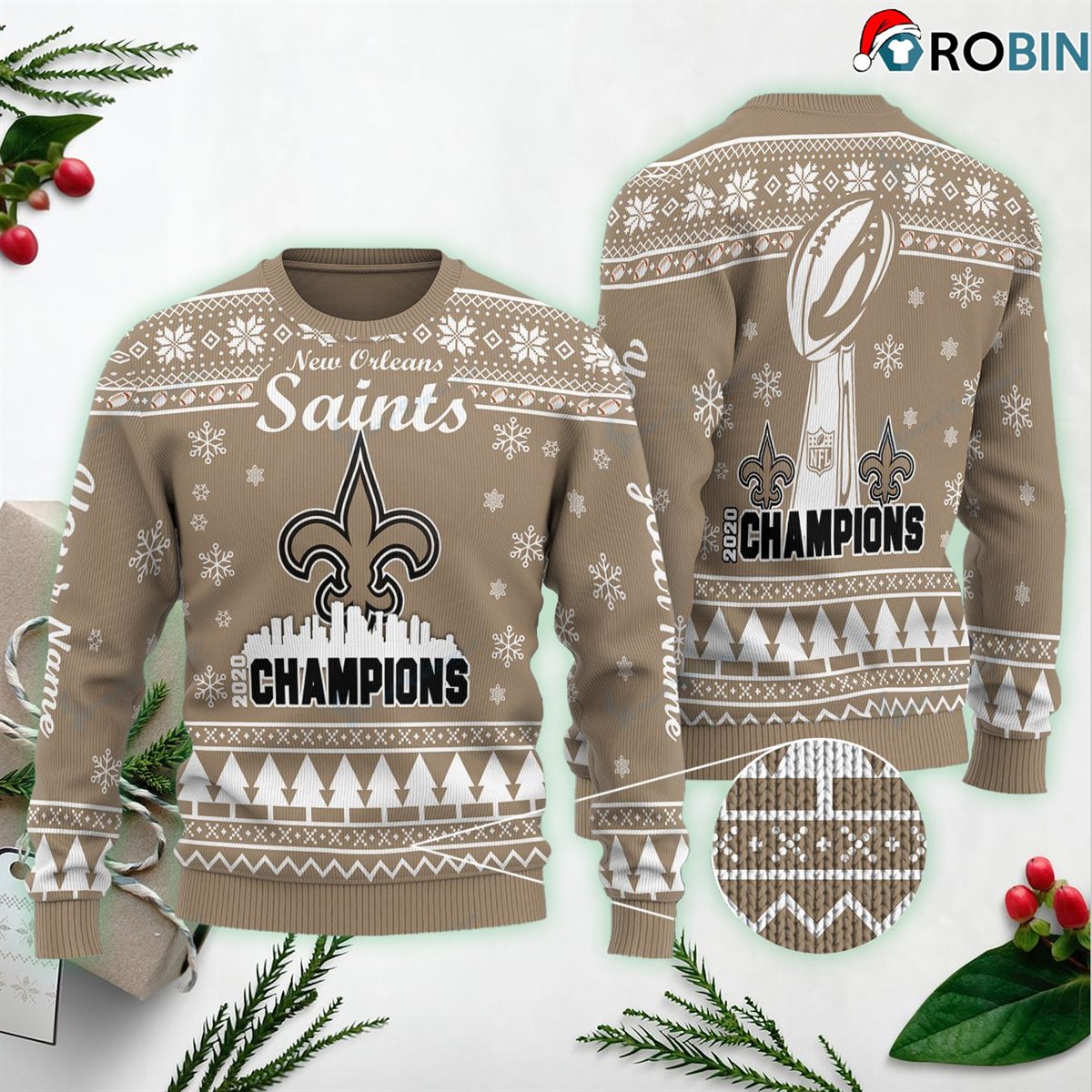 New Orleans Saints Personalized Gift For Fan Ugly Wool Sweater Christmass Swt24