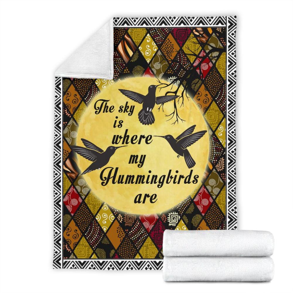 Animal Hummingbird The Sky Is Where My Hummingbirrd Fleece Blanket Family Gift Home Decor Bedding Couch Sofa Soft And Comfy Cozy