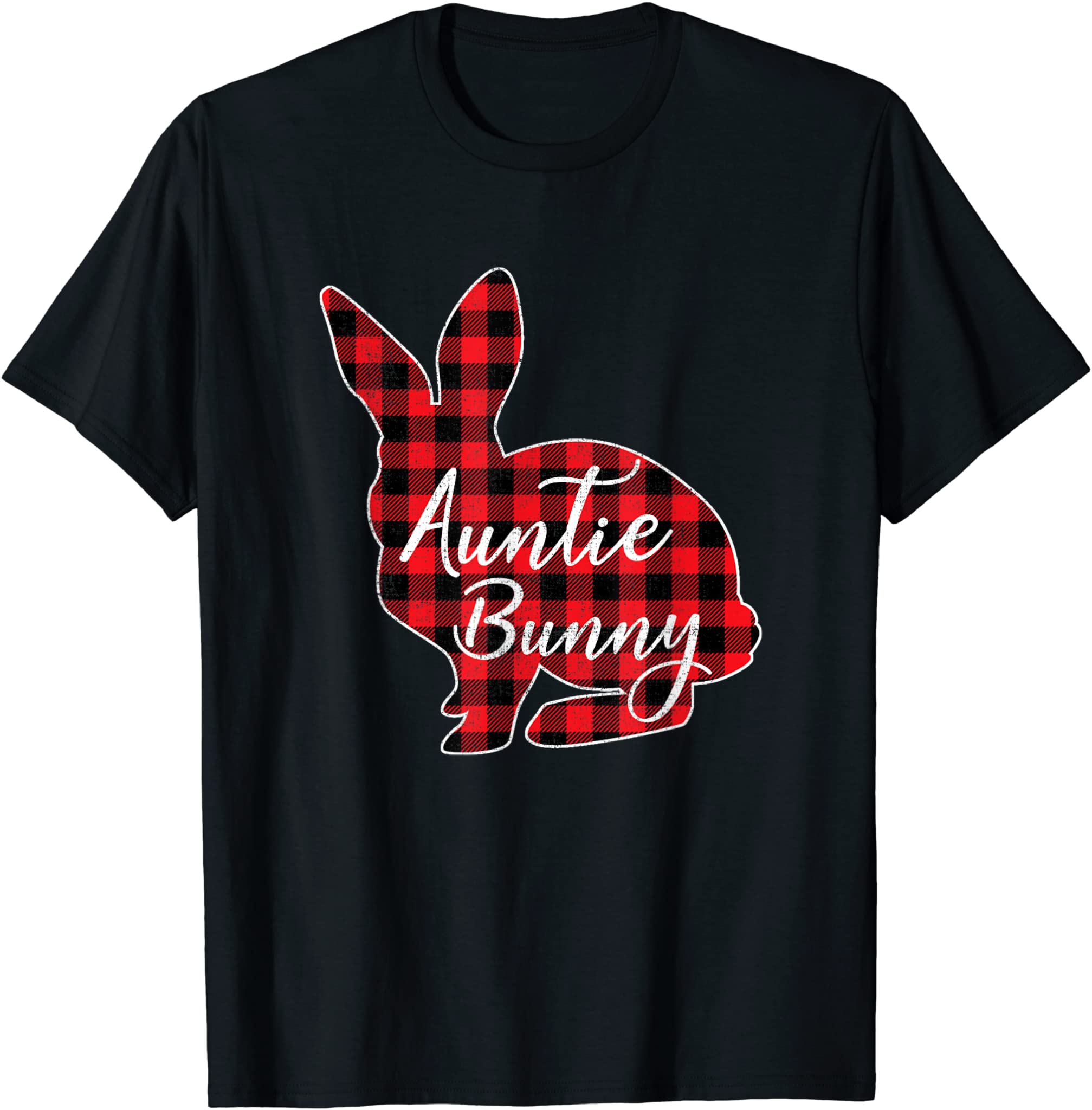 Auntie Bunny T-Shirt, Buffalo Plaid Auntie Bunny T-Shirt