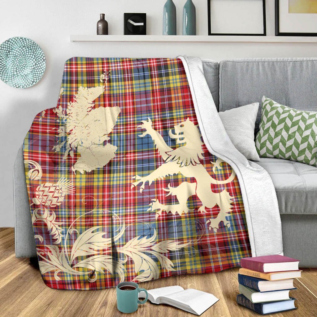 Tartan Blanket Ogilvie Of Airlie Ancient Tartan Scotland Lion Thistle Map Plaid Blanket