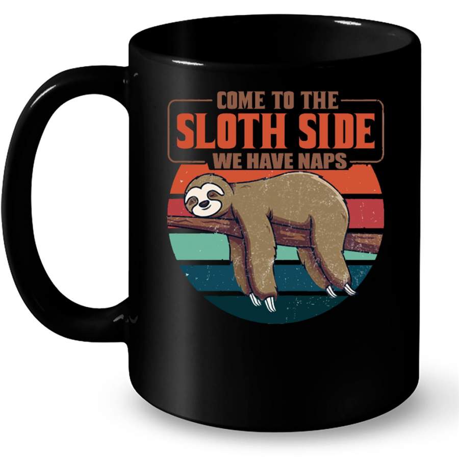 Come To The Sloth Side We Have Naps Classic Vintage B – Full-Wrap Coffee Black Mug