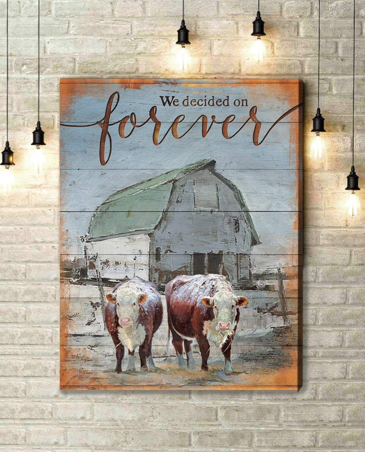 Canvas – Cow – We Decided On Forever Gift For Family, Wall Art Decor, Canvas Print, Home Decor