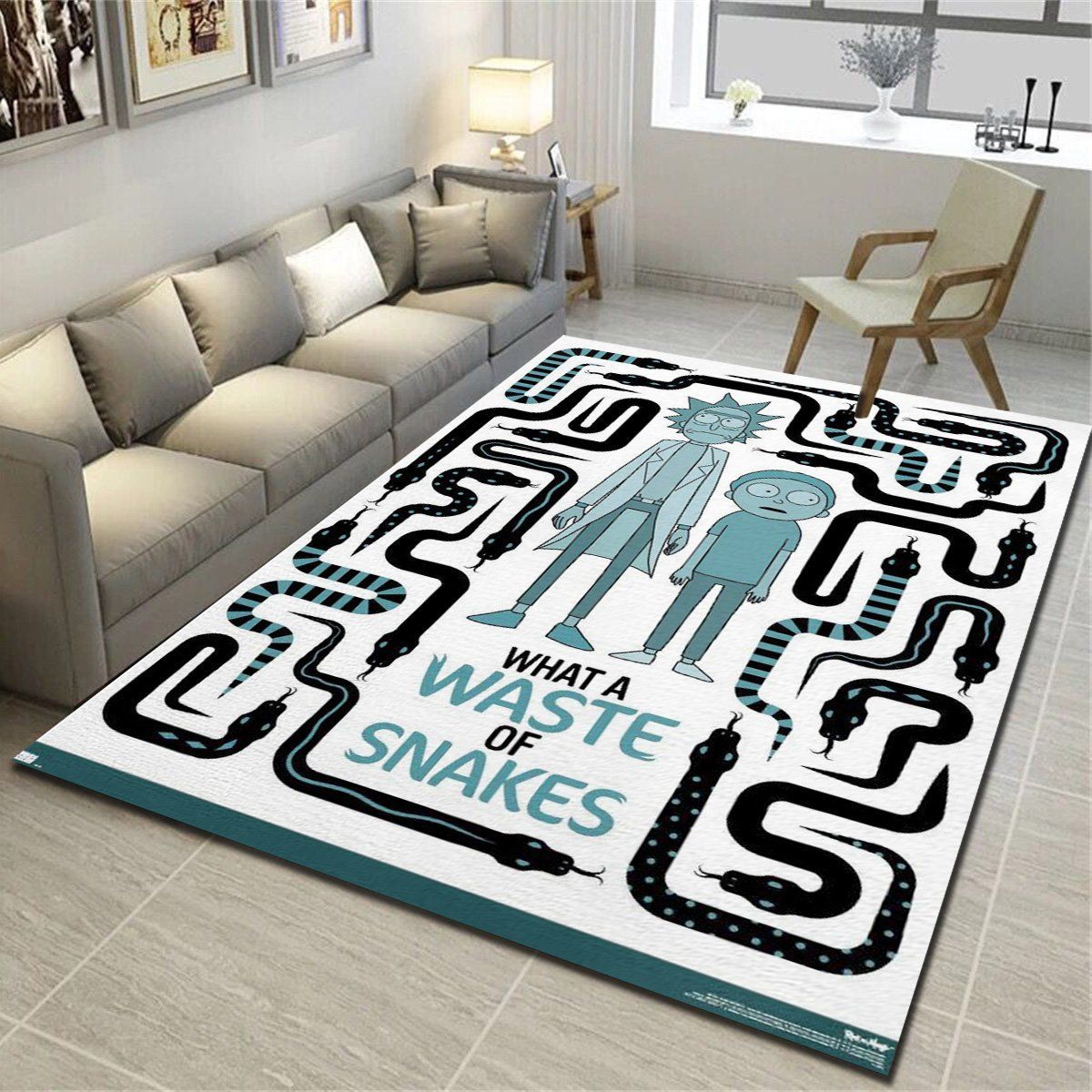 Rick And Morty Waste Of Snakes Rugs, Living Room Carpet