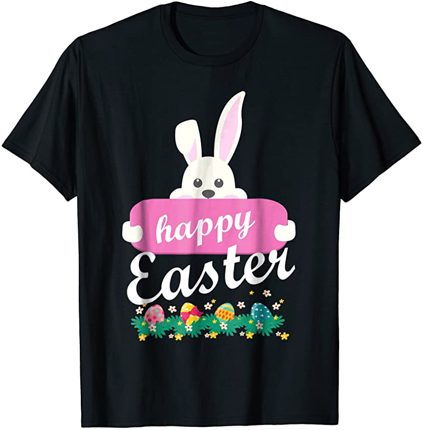 Cute Bunny With Easter Egss T-Shirt Happy Easter Day 2018