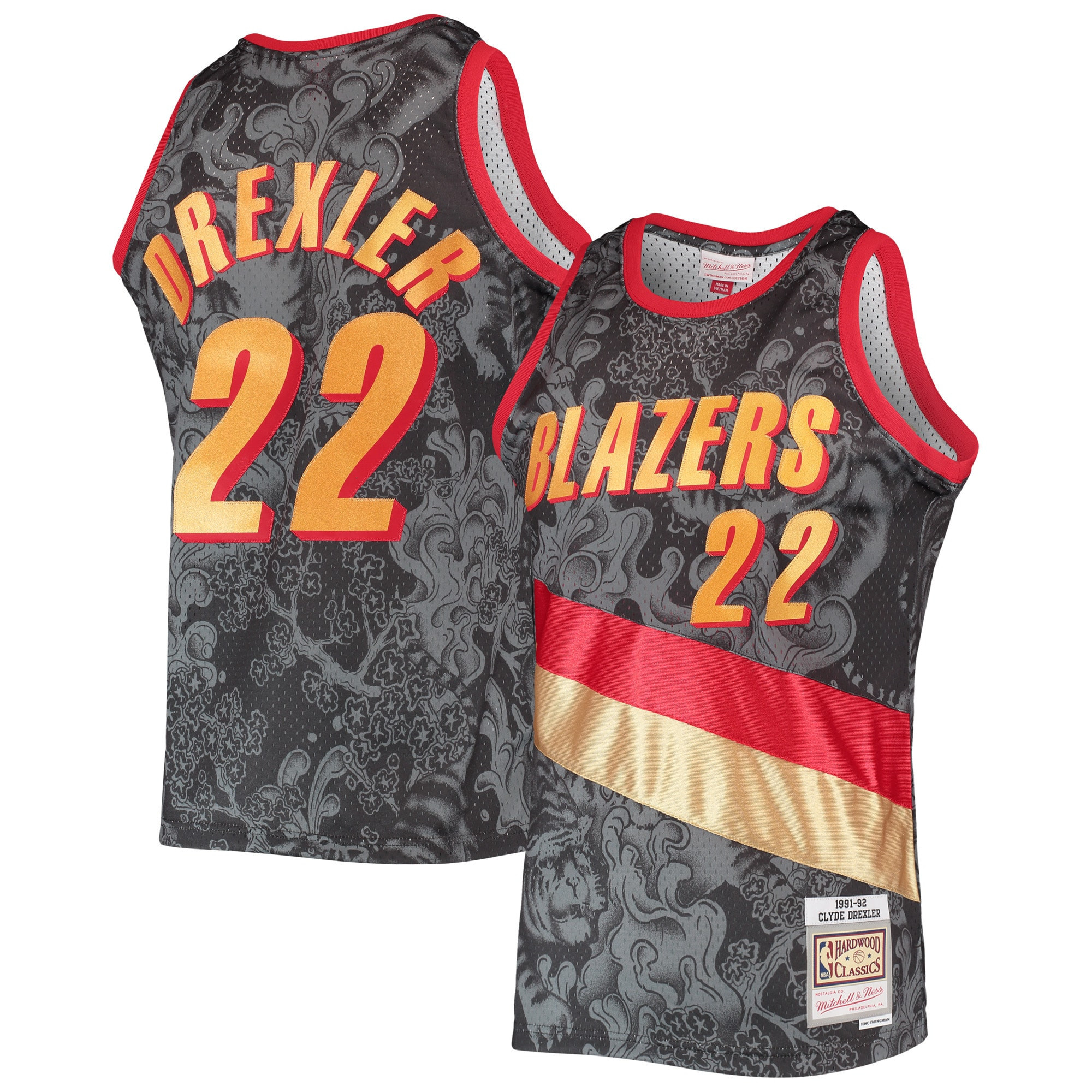 Clyde Drexler Portland Trail Blazers Mitchell & Ness Hardwood Classics 1991-92 Lunar New Year Swingman Jersey – Black NBA