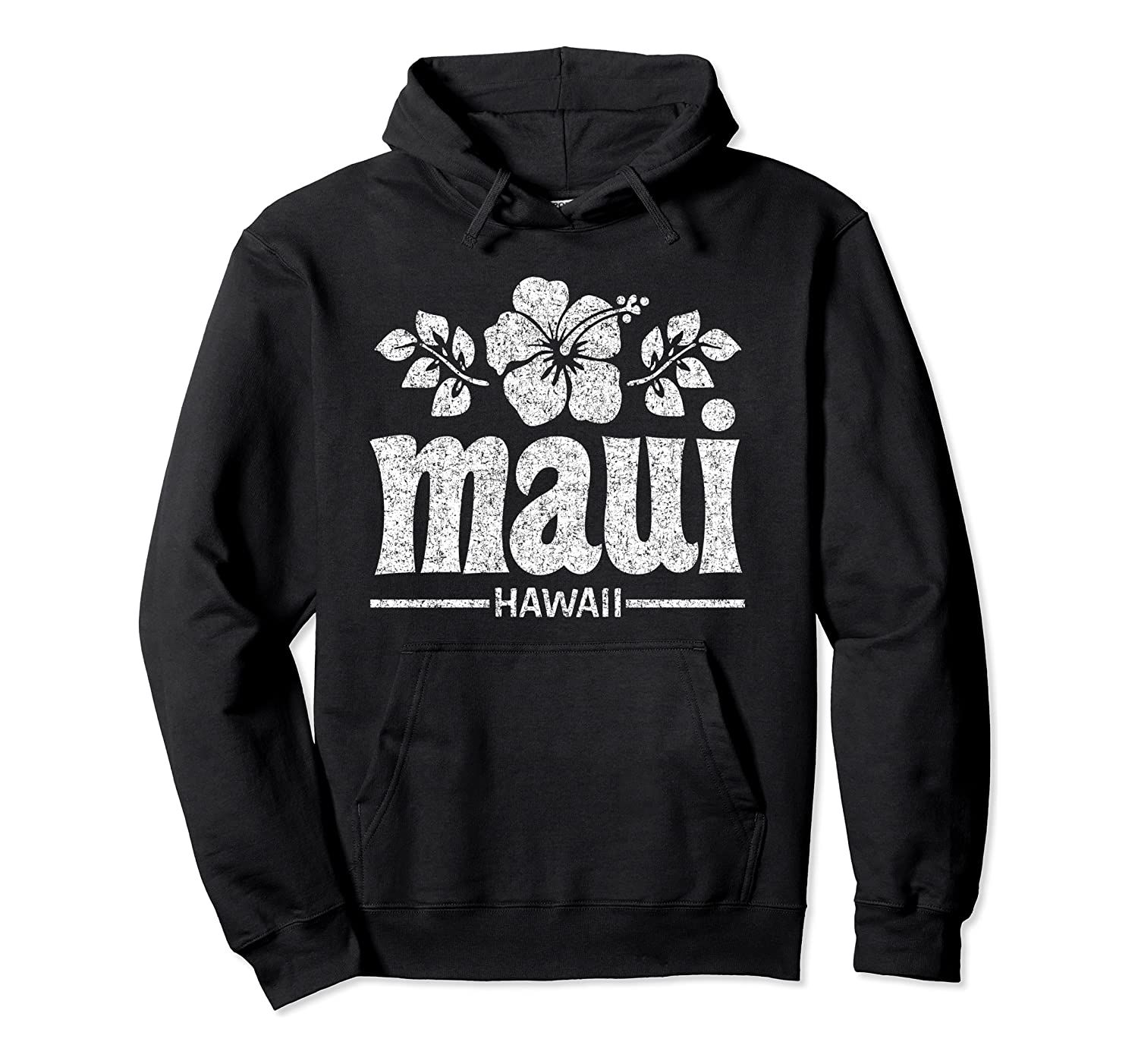 Maui Hawaiian Flowers Distressed White Print Pullover Hoodie, T-Shirt, Sweatshirt, Tank Top, Racerback, Dolman