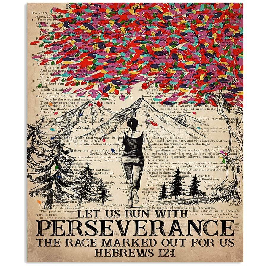 Let Us Run With Perseverance The Race Marked Out For Us Herbews Vertical Poster Rublet Store