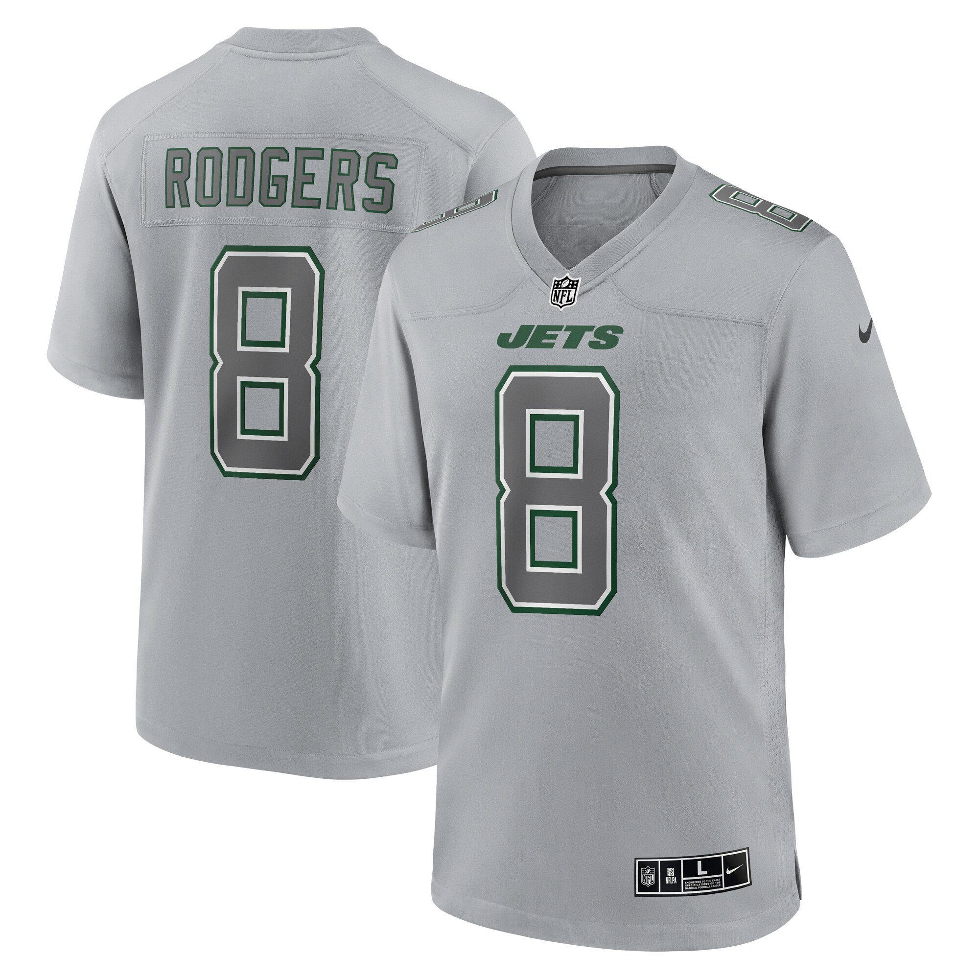 Aaron Rodgers New York Jets Atmosphere Fashion Game Jersey – Heather Gray